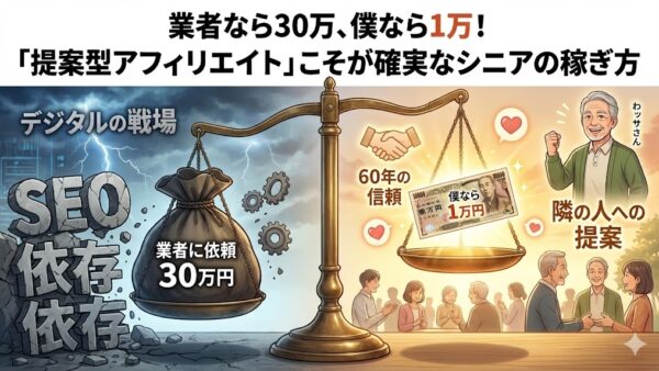 業者なら30万、僕なら1万！「提案型アフィリエイト」こそが確実なシニアの稼ぎ方